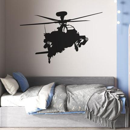Apache Helicopter Wall Sticker – Military Aircraft Wall Art for Boys Bedroom