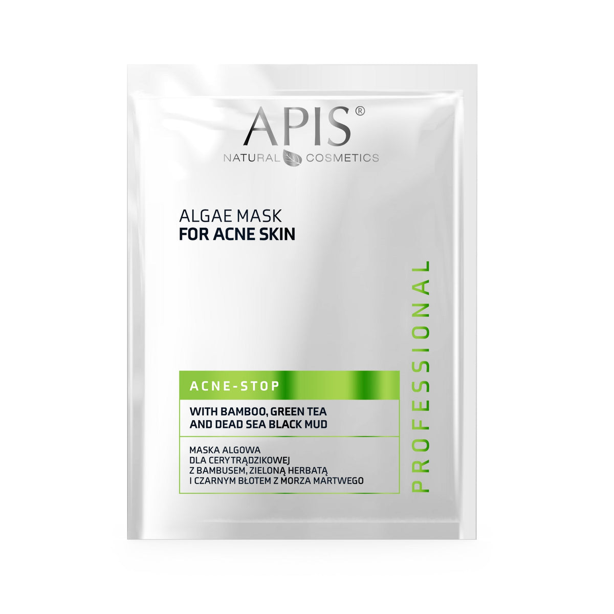 Apis ACNE-STOP Algae Mask for Acne-Prone Skin with Bamboo, Green Tea, and Dead Sea Black Mud | 20g