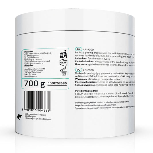 Apis API-PODO cleansing foot peeling with Dead Sea salt and volcanic lava - deeply exfoliates and smooths rough skin | 700g