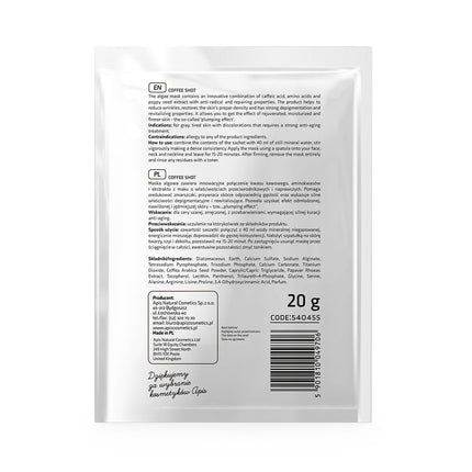 Apis COFFEE SHOT Bio-revitalising Algae Mask with Coffee Acid & Arabica Beans | 20g