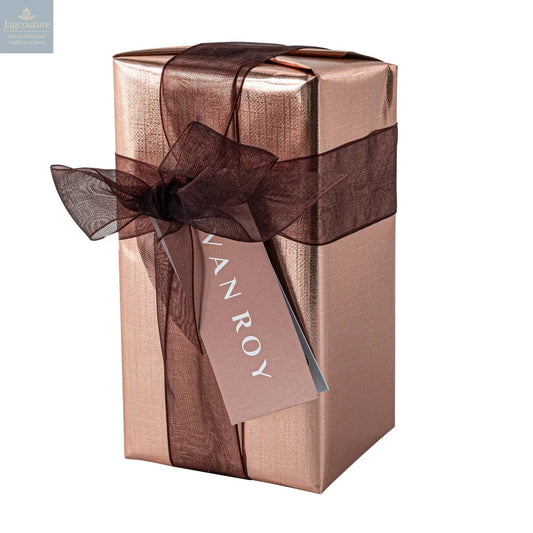 Assorted Belgian chocolates in gift wrapped ballotins with menu tag - 2 designs