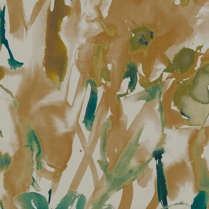 Watercolour Floral Wallpaper - Sand + Mint