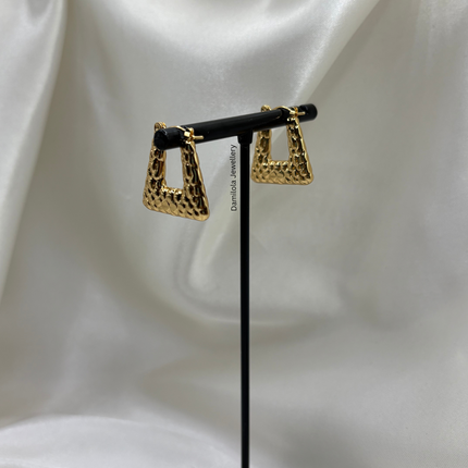 Gold ‘Tianna’ Textured Triangle Hoops