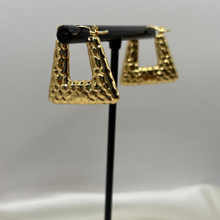 Gold ‘Tianna’ Textured Triangle Hoops