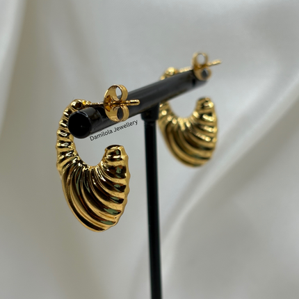Gold ‘Ruby’ Ripple Hoops