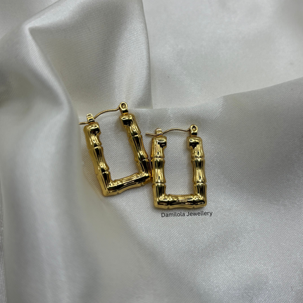 Gold ‘Brooklyn’ Bamboo Rectangle Hoops