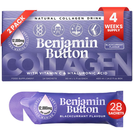 28x BlackCurrant 12,000mg Marine Collagen Liquid Sachets