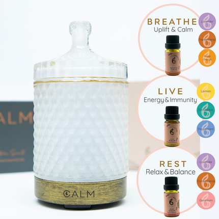Aroma Diffuser with Blended Oil Steps - Stress relief, Energy Boost, Sleep & Hormone Balance