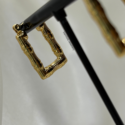 Gold ‘Brooklyn’ Bamboo Rectangle Hoops