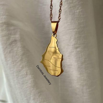 Montserrat Engraved Map Necklace - Gold