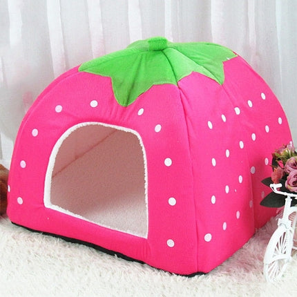 Strawberry Shaped Foldable Short Plush Pet House Nest, Size: L, Pink, Size L, Blue, Size L, Purple, Size L, Dark Blue, Size L, Red, Size L