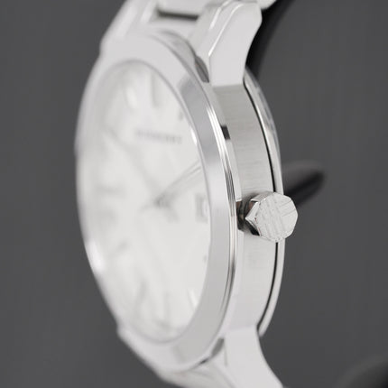 Burberry Unisex Watch The City 38mm Engraved Checked Steel BU9037