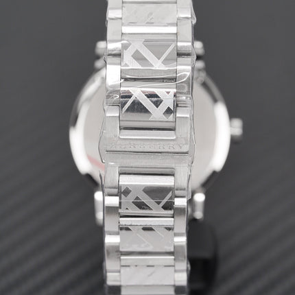 Burberry Unisex Watch The City 38mm Engraved Checked Steel BU9037