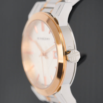 Burberry Ladies Watch Check Stamped Two Tone 34mm BU9105