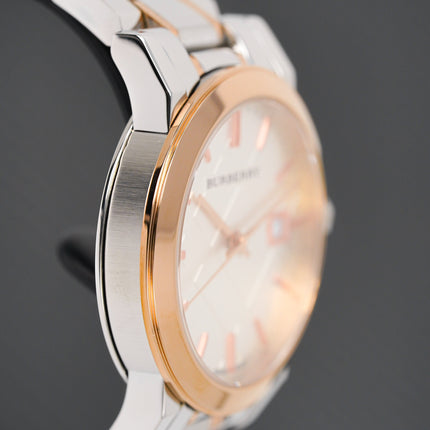 Burberry Ladies Watch Check Stamped Two Tone 34mm BU9105