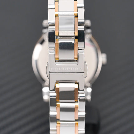 Burberry Ladies Watch Check Stamped Two Tone 34mm BU9105