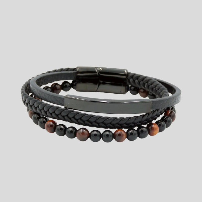 Black Agate & Tiger Eye Multi Bracelet - Black