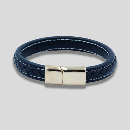 Black Leather Bracelet with Rose Gold Clasp