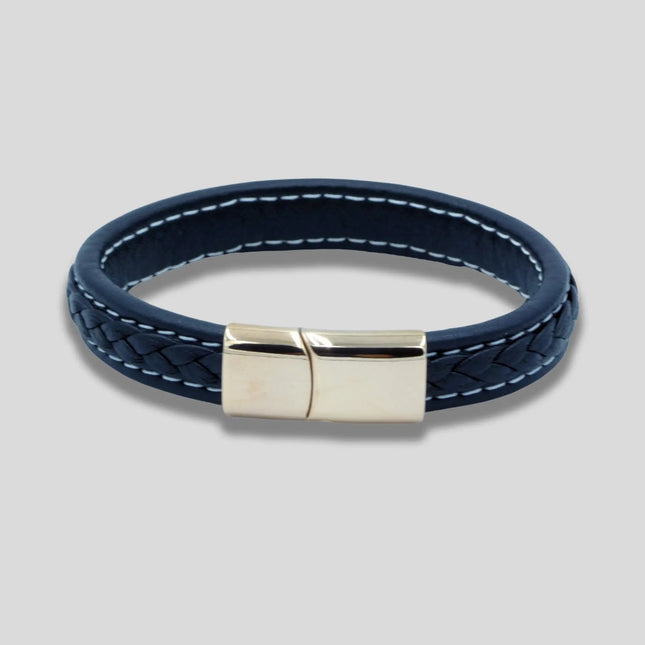 Black Leather Bracelet with Rose Gold Clasp