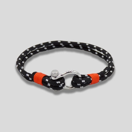 Black Thin Nylon Sailing Rope D-Shackle Bracelet