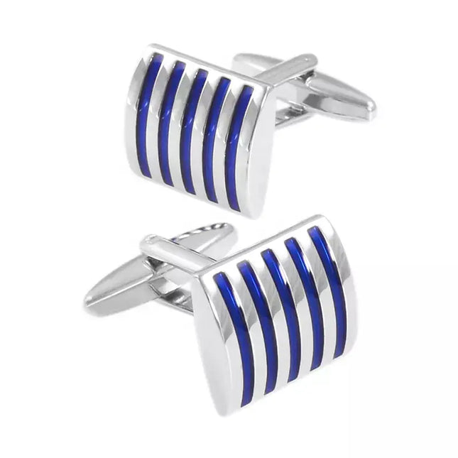 Blue Stripe Curved Cufflinks