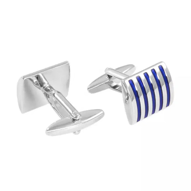 Blue Stripe Curved Cufflinks