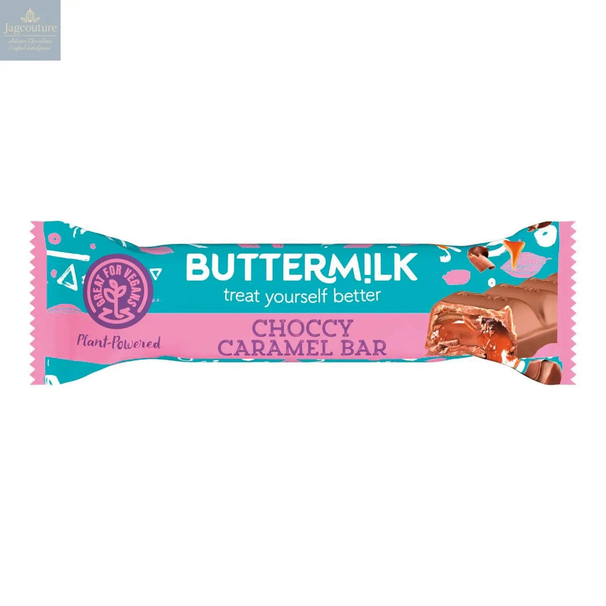 Buttermilk plant based chocolate segment bar with a caramel centre