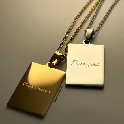 ‘Clean heart. Pure soul’ Necklace - Gold/Silver - Double sided