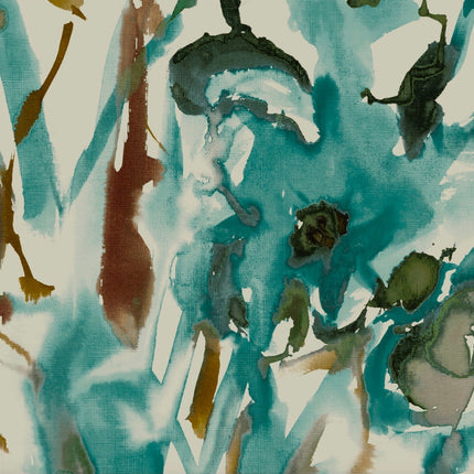 Watercolour Floral Wallpaper - Teal + Ochre