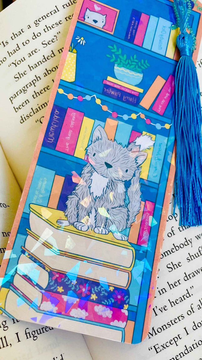 Cat Bookmark- Handmade Holographic Bookmark