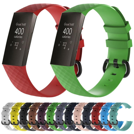 Diamond Pattern Silicone Watch Band for Fitbit Charge 3, Size: 210x18mm, Size：210x18mm