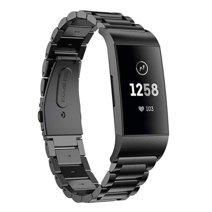 Three Beads Slingshot Buckle Solid Stainless Steel Watch Band for Fitbit Charge 3