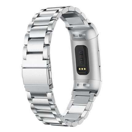 Three Beads Slingshot Buckle Solid Stainless Steel Watch Band for Fitbit Charge 3
