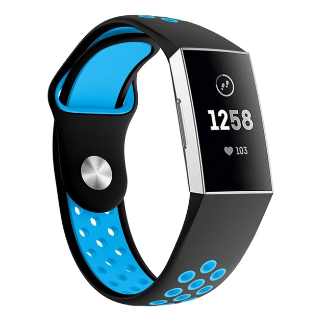 Two-color Round Hole Silicone Watch Band for Fitbit Charge 3, Watch Band Size:130-195mm