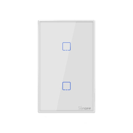 Sonoff T2 Touch 120mm Tempered Glass Panel Wall Switch Smart Home Light Touch Switch, Compatible with Alexa and Google Home, AC 100V-240V, US Plug, 120mm/ 2 US Plug