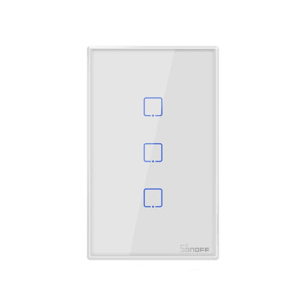 Sonoff T2 Touch 120mm Tempered Glass Panel Wall Switch Smart Home Light Touch Switch, Compatible with Alexa and Google Home, AC 100V-240V, US Plug, 120mm/ 3 US Plug