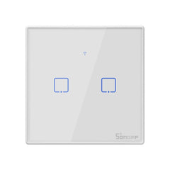 Sonoff T2 Touch 86mm Tempered Glass Panel Wall Switch Smart Home Light Touch Switch, Compatible with Alexa and Google Home, AC 100V-240V, EU Plug, 86mm/ 2 EU Plug