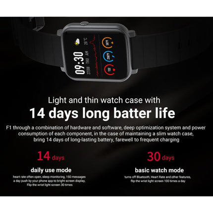 SMA-F1 1.3 inch TFT Full Touch Screen IP68 Waterproof Smart Sports Watch, Support Dynamic Heart Rate & Blood Pressure & Sleep Detection / Bluetooth / Alarm Clock / Photo Control, SMA-F1