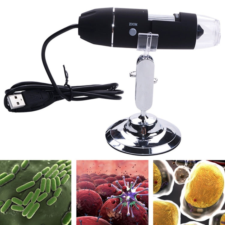 1000X Magnifier 0.3MP Image Sensor USB Digital Microscope with 8 LED & Professional Stand, 1000X