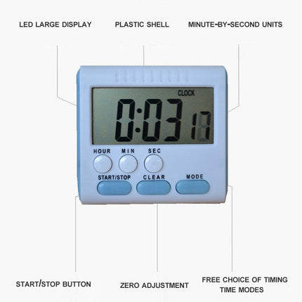 Kitchen Timer 24 Hours Digital Alarm Clock LCD Screen Magnetic Backing for Cooking Baking