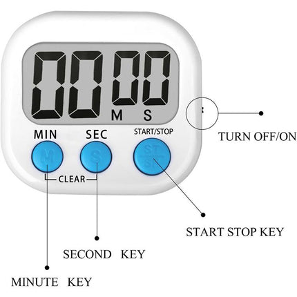 Digital Kitchen Timer Electronic Alarm Magnetic Backing with LCD Display for Cooking Baking Sports Games Office