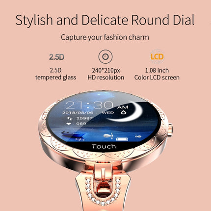 AK15 Fashion Smart Female Bracelet, 1.08 inch Color LCD Screen, IP67 Waterproof, Support Heart Rate Monitoring / Sleep Monitoring / Remote Photography