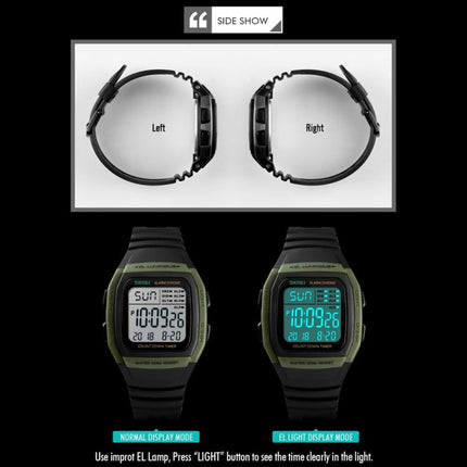 SKMEI 1278 Fashionable Outdoor 50m Waterproof Digital Watch Student Sports Wrist Watch Support 5 Group Alarm Clocks (Titanium)