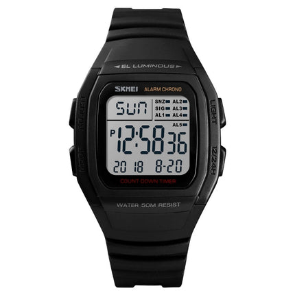 SKMEI 1278 Fashionable Outdoor 50m Waterproof Digital Watch Student Sports Wrist Watch Support 5 Group Alarm Clocks