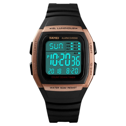 SKMEI 1278 Fashionable Outdoor 50m Waterproof Digital Watch Student Sports Wrist Watch Support 5 Group Alarm Clocks
