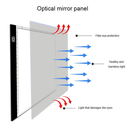 3.5W 5V LED USB Three Level of Brightness Dimmable A4 Acrylic Scale Copy Boards Anime Sketch Drawing Sketchpad, Copy Boards