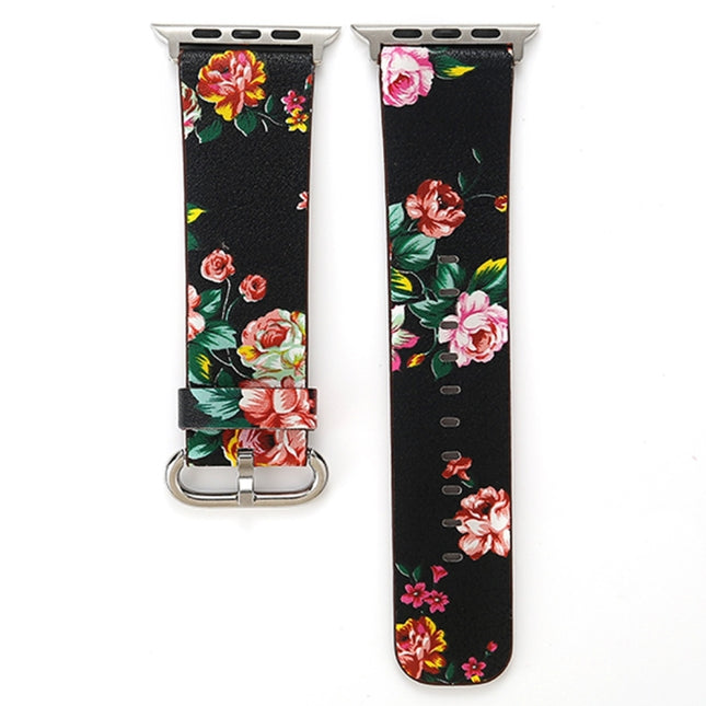 Fashion Pastoralism Style Little Floral Pattern Women Watch Leather Wrist Band For Apple Watch Series 7 41mm / 6&SE&5&4 40mm / 3&2&1 38mm, For 38mm A, For 38mm B, For 38mm C, For 38mm  D, For 38mm E, For 38mm F