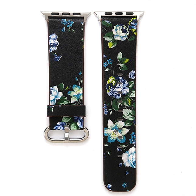 For Apple Watch Ultra 49mm&Watch Ultra 2 49mm / Series 10 46mm / 9&8&7 45mm / SE 3&SE 2&6&SE&5&4 44mm / 3&2&1 42mm Fashion Pastoralism Style Little Floral Pattern Women Watch Leather Watch Band