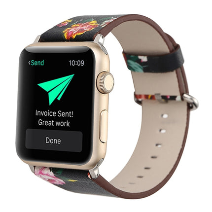 For Apple Watch Ultra 49mm&Watch Ultra 2 49mm / Series 10 46mm / 9&8&7 45mm / SE 3&SE 2&6&SE&5&4 44mm / 3&2&1 42mm Fashion Pastoralism Style Little Floral Pattern Women Watch Leather Watch Band