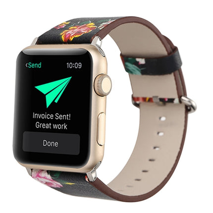 For Apple Watch Ultra 49mm&Watch Ultra 2 49mm / Series 10 46mm / 9&8&7 45mm / SE 3&SE 2&6&SE&5&4 44mm / 3&2&1 42mm Fashion Pastoralism Style Little Floral Pattern Women Watch Leather Watch Band